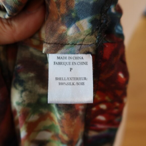 Theory 100% silk "Codey" blouse top cowl neck multicolor print size P $145 - Picture 11 of 12